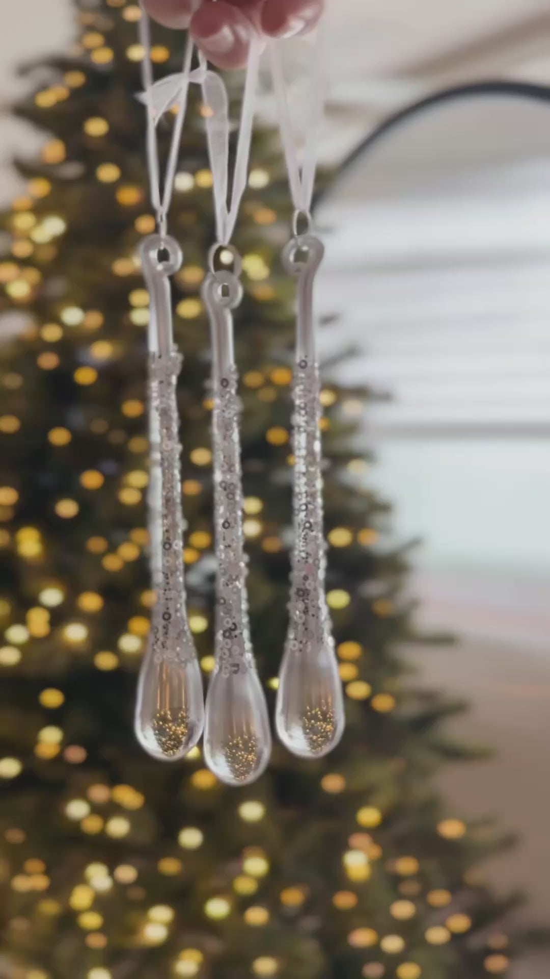 Silver Frost Icicle Ornament Set (set of 3)