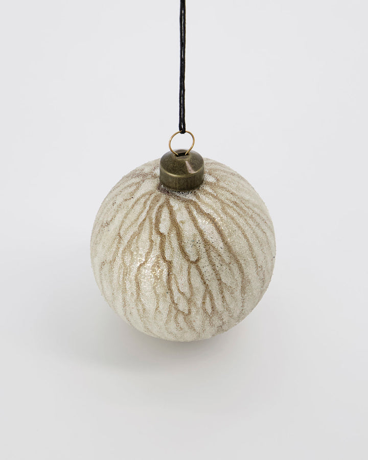Golden Veins On White Glass Ornament