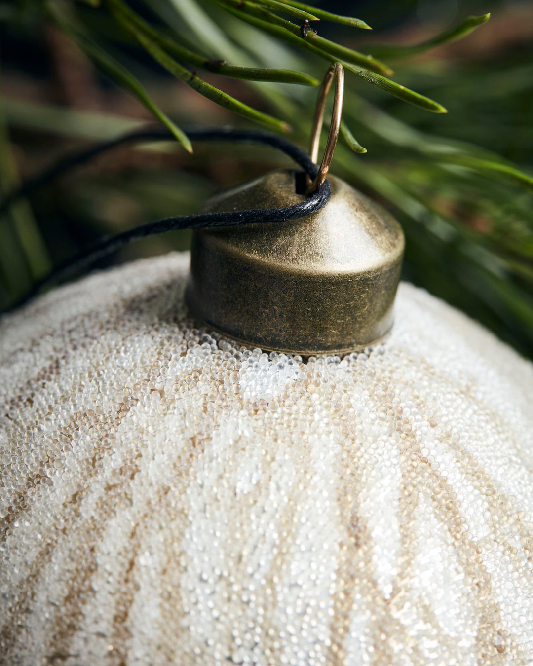 Golden Veins On White Glass Ornament