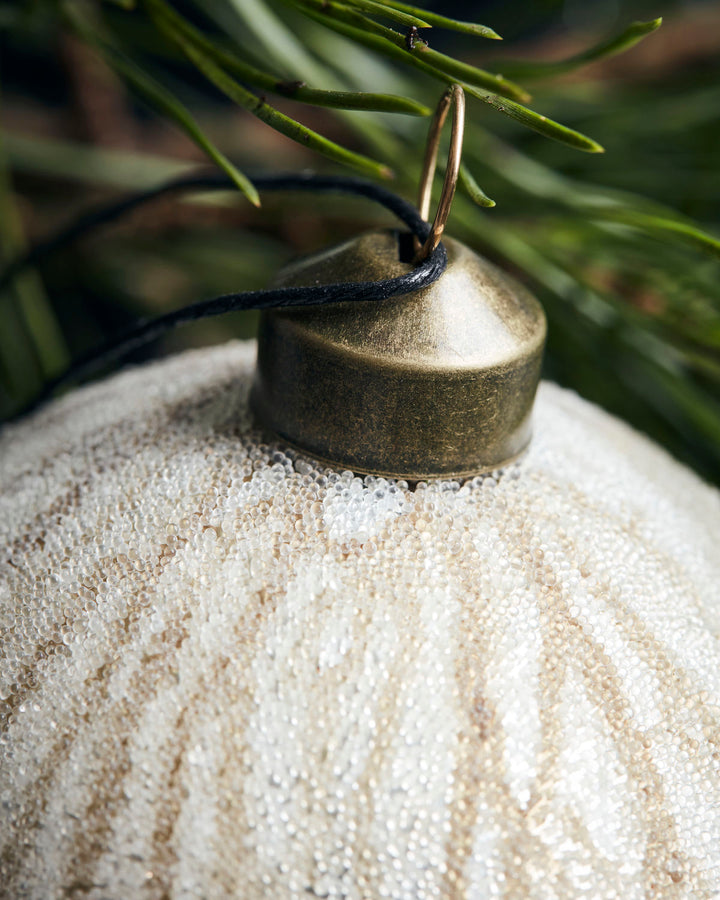 Golden Veins On White Glass Ornament