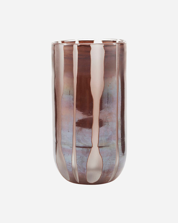 Frosted Vertical Stripes Brown Glass Vase