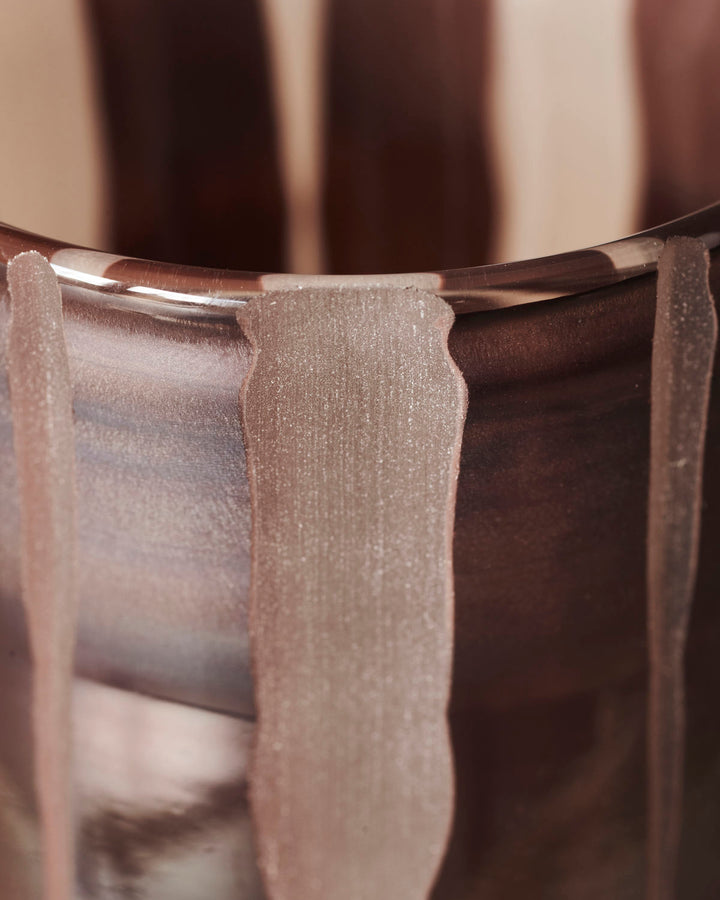 Frosted Vertical Stripes Brown Glass Vase