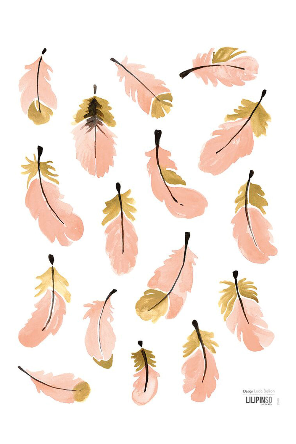 Pink Gold Feathers Vinyl Decal, Decor, Lilipinso - 3LittlePicks