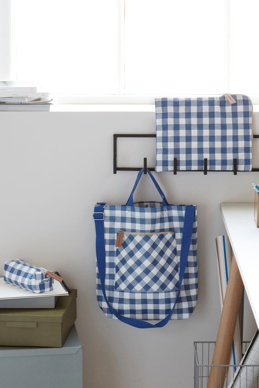 Blue Check Shopper Bag