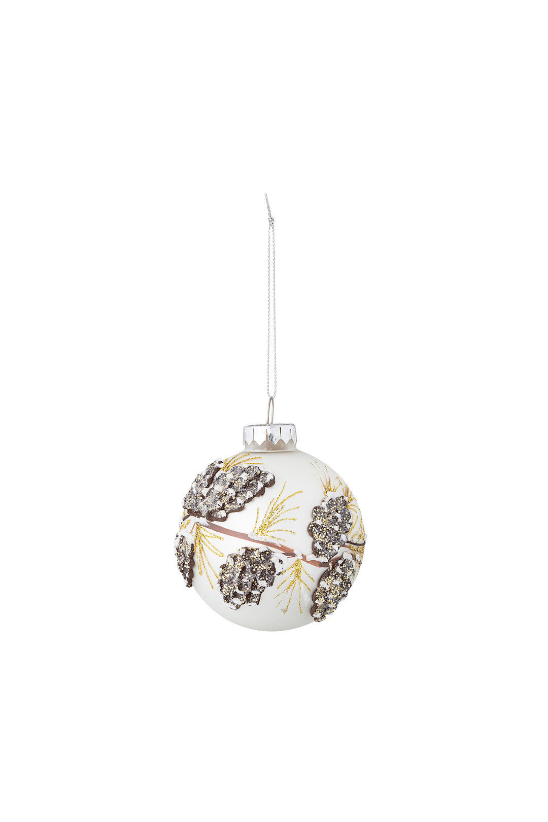 Glitter Fruits White Glass Ornament