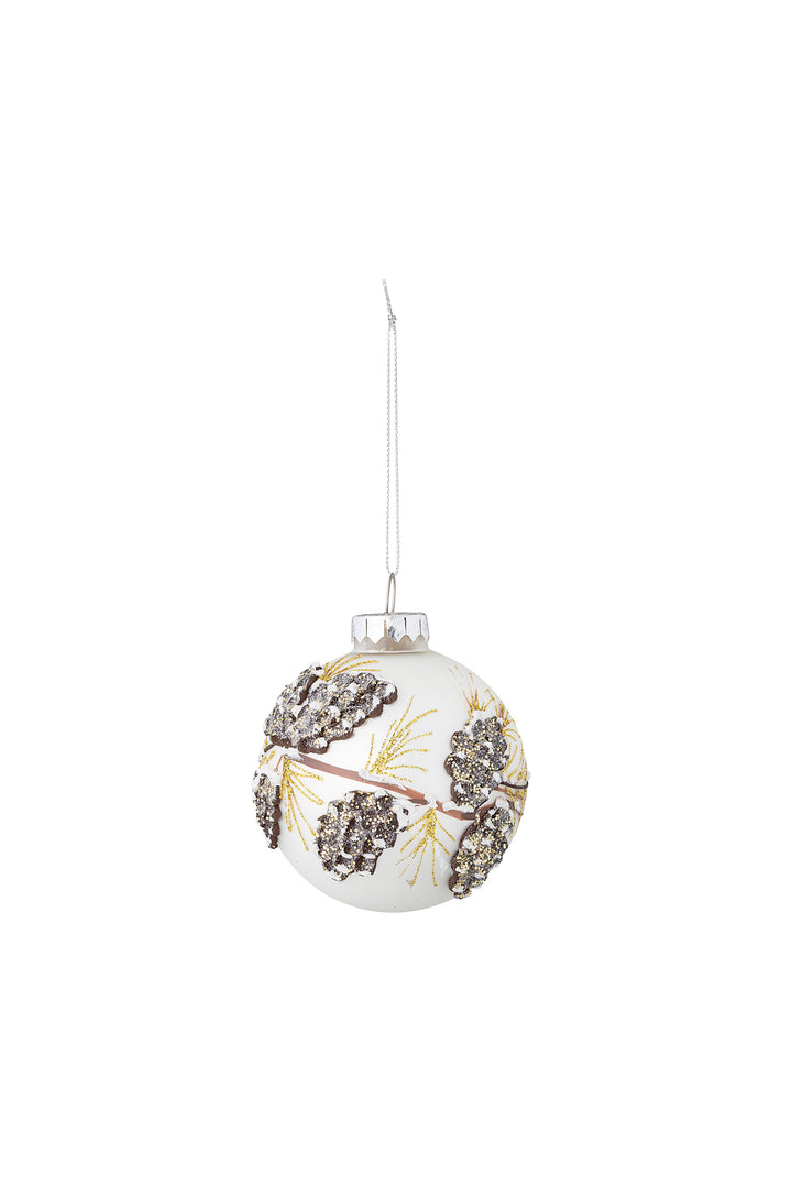 Glitter Fruits White Glass Ornament