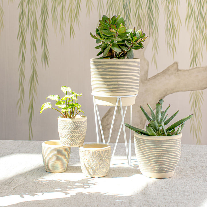 Grey Stripe Cement Planter