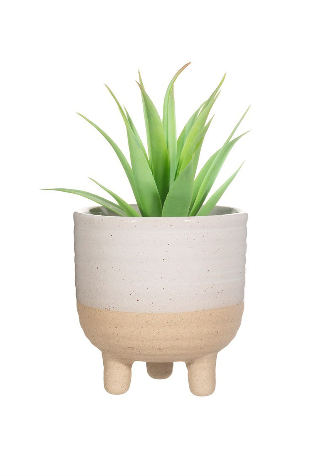 Rustic White Half Glazed Small Planter