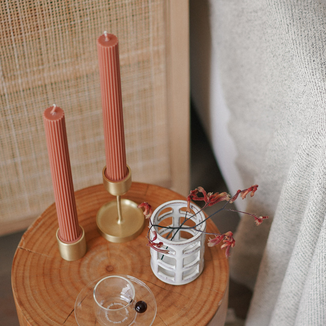 Column Pillar Candle Duo - Peach