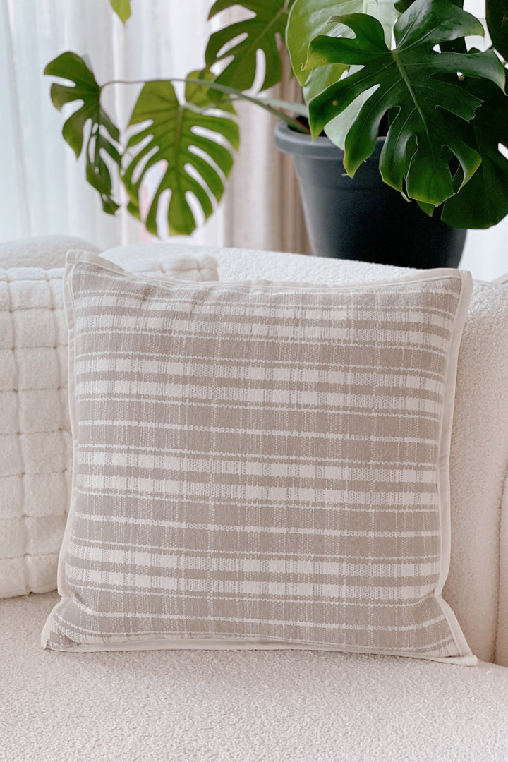 Latte Plaid Cushion Cover