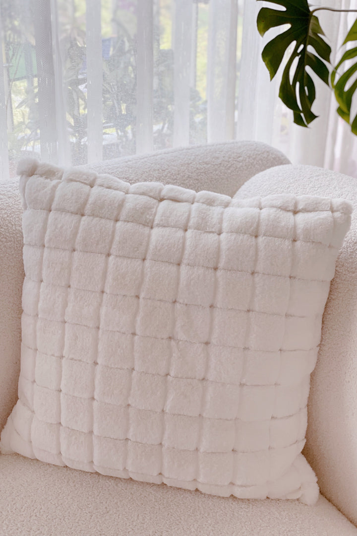 Cream White Faux Fur Cushion Cover