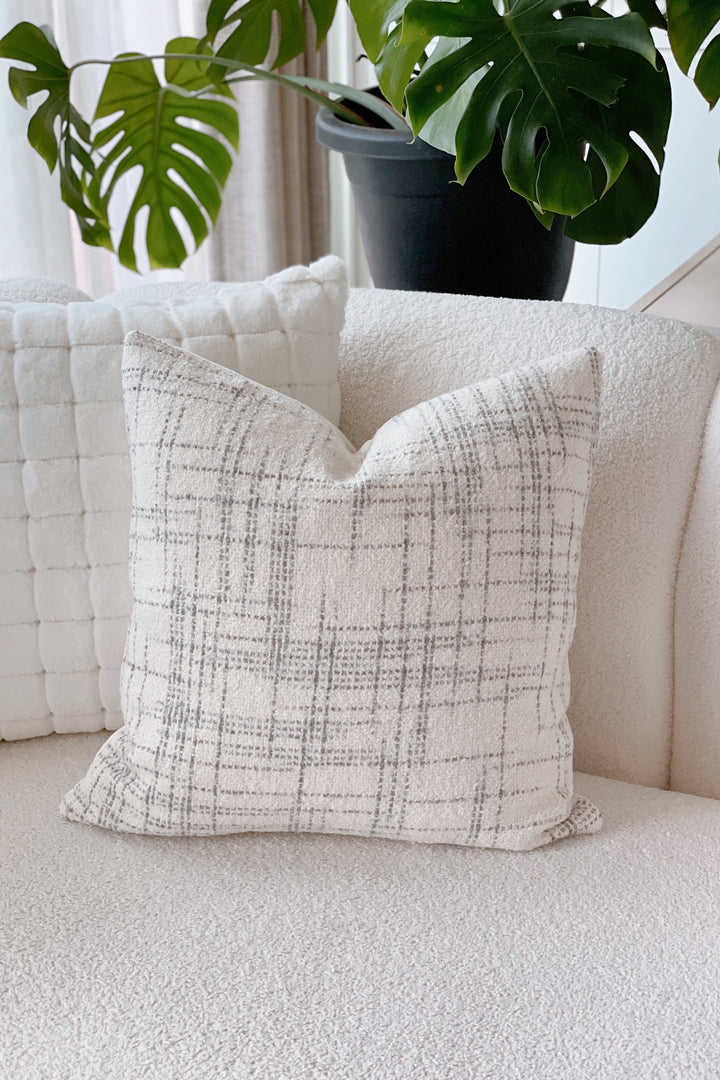 Warm Grey Check Cushion Cover
