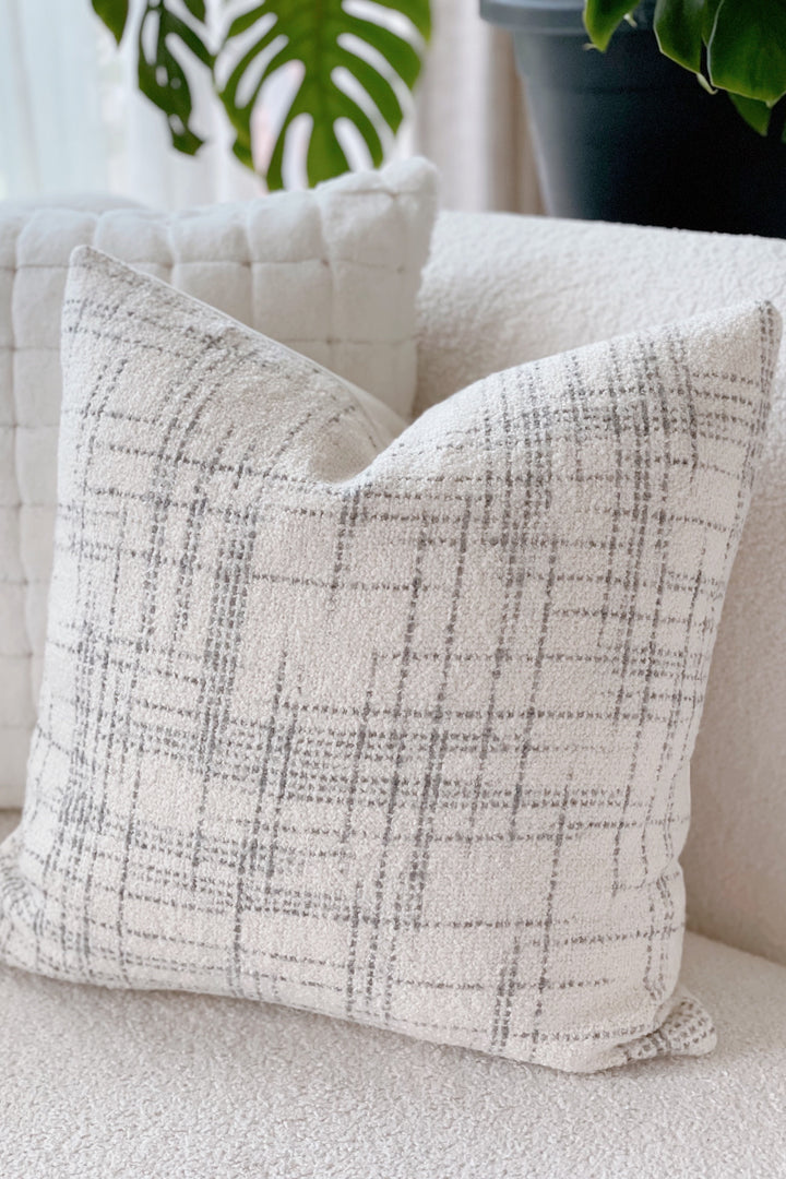 Warm Grey Check Cushion Cover