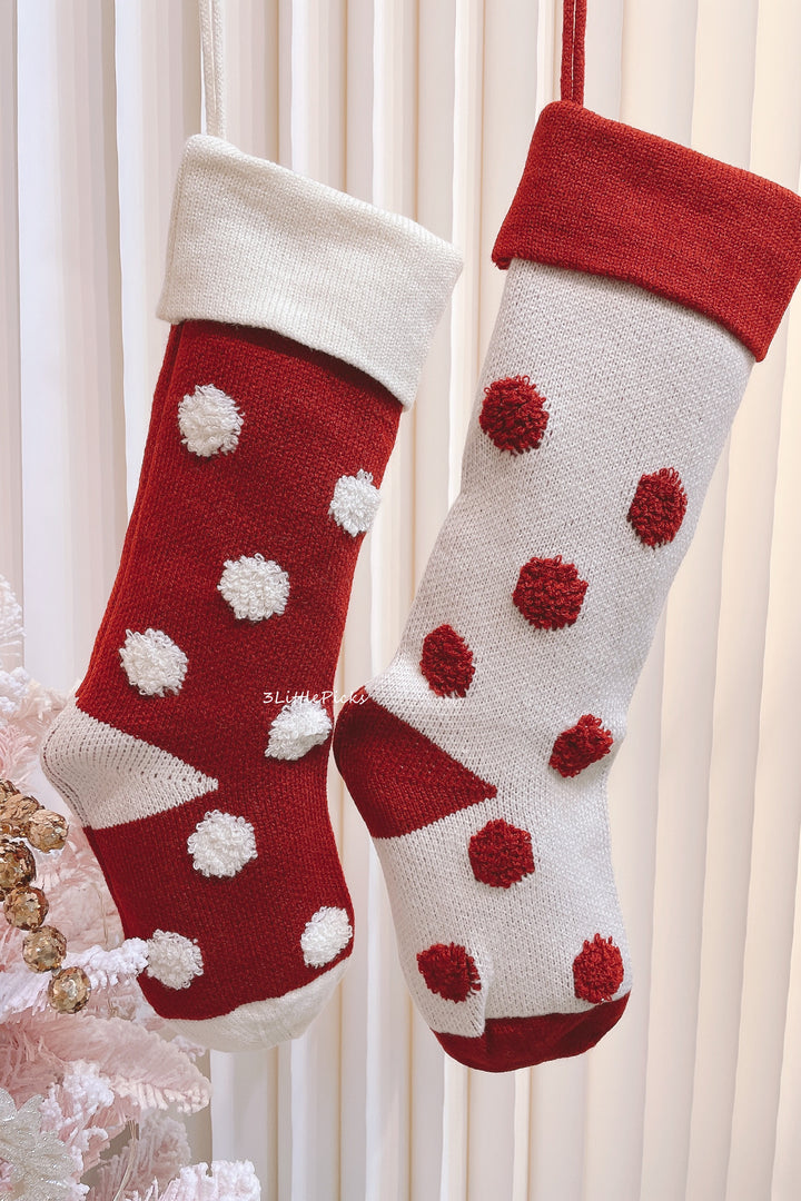 PRE-ORDER (17-23 Oct): Sweet Polka Knitted Christmas Stocking (set of 2)