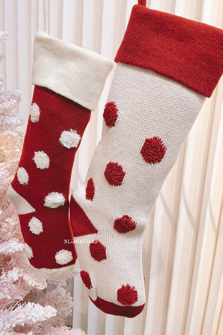 PRE-ORDER (17-23 Oct): Sweet Polka Knitted Christmas Stocking (set of 2)