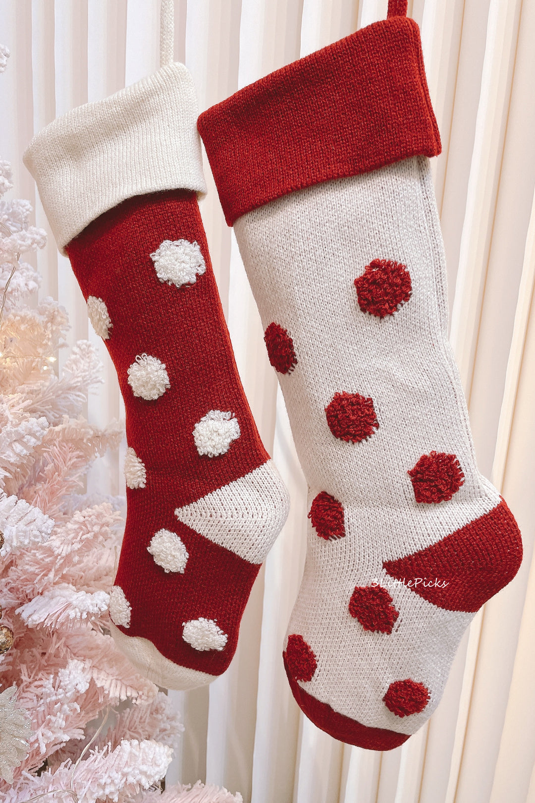 PRE-ORDER (17-23 Oct): Sweet Polka Knitted Christmas Stocking (set of 2)