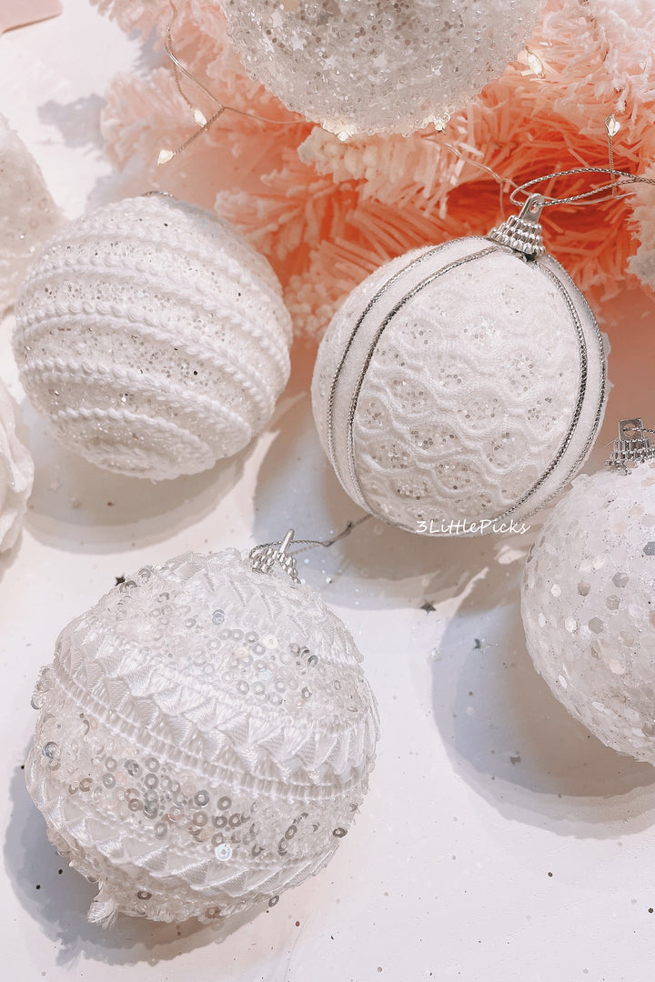 White Ornament Ball Set (set of 8)