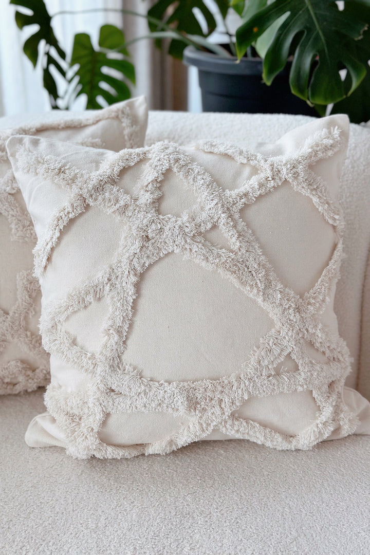 Tufted Irregular Lines Canvas Cushion Cover