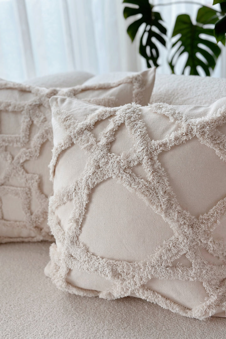 Tufted Irregular Lines Canvas Cushion Cover