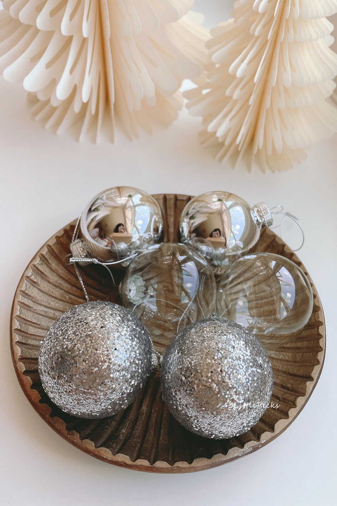 Cool Silver Glass Baubles Set (set of 6)