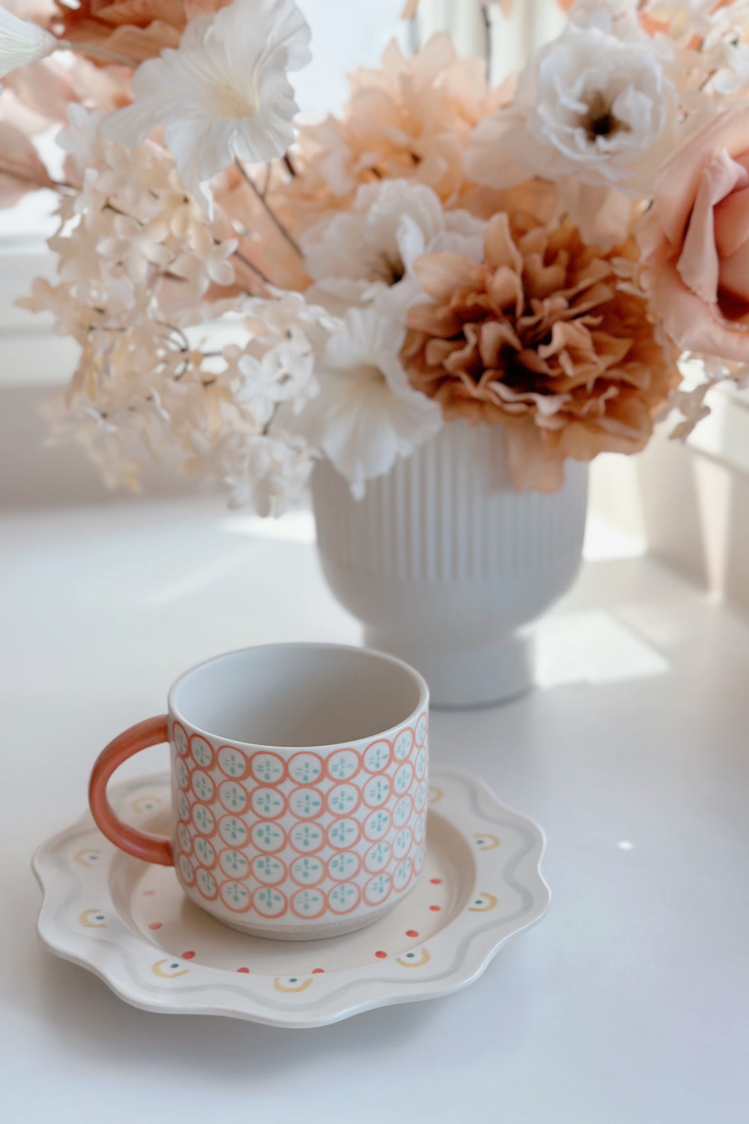 Contemporary Orange Mug & Plate Set