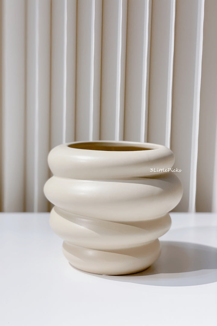 Uneven Rims Large Low Vase