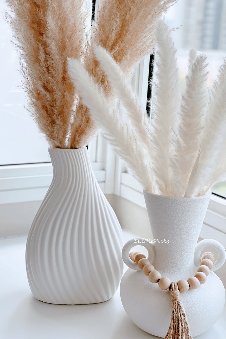 2 Handles Raw White Vase