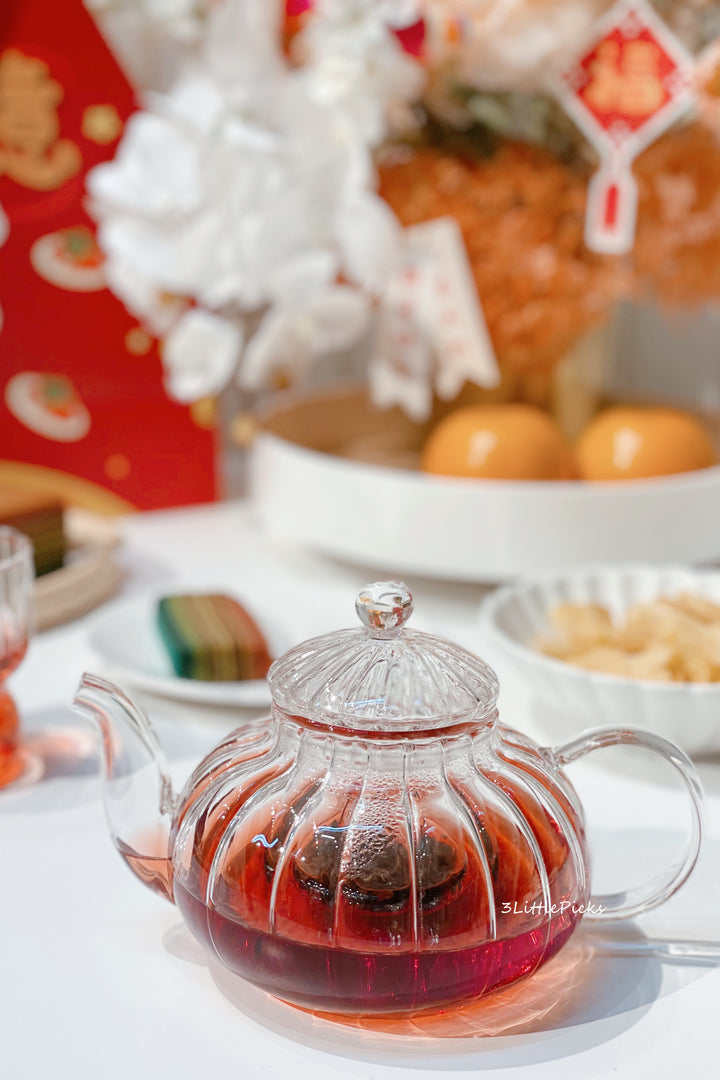 Elegant Pumpkin Low Glass Teapot With Strainer