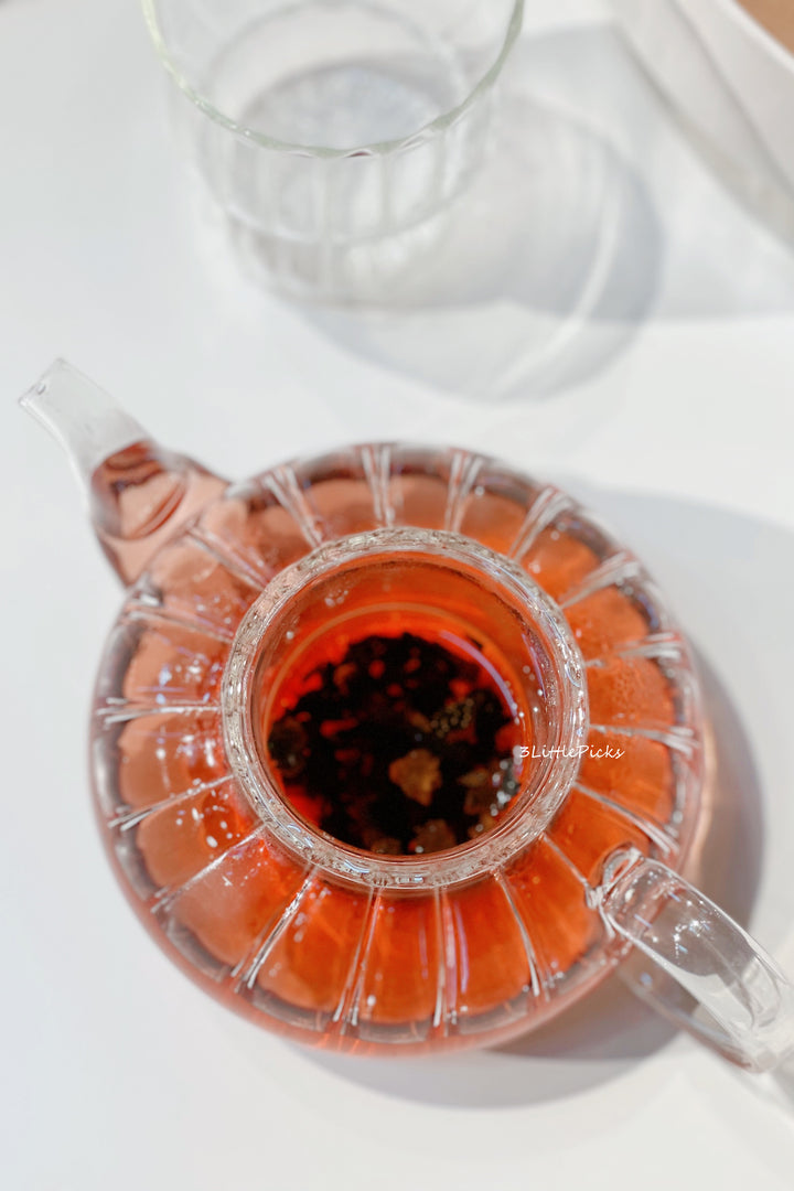 Elegant Pumpkin Low Glass Teapot With Strainer