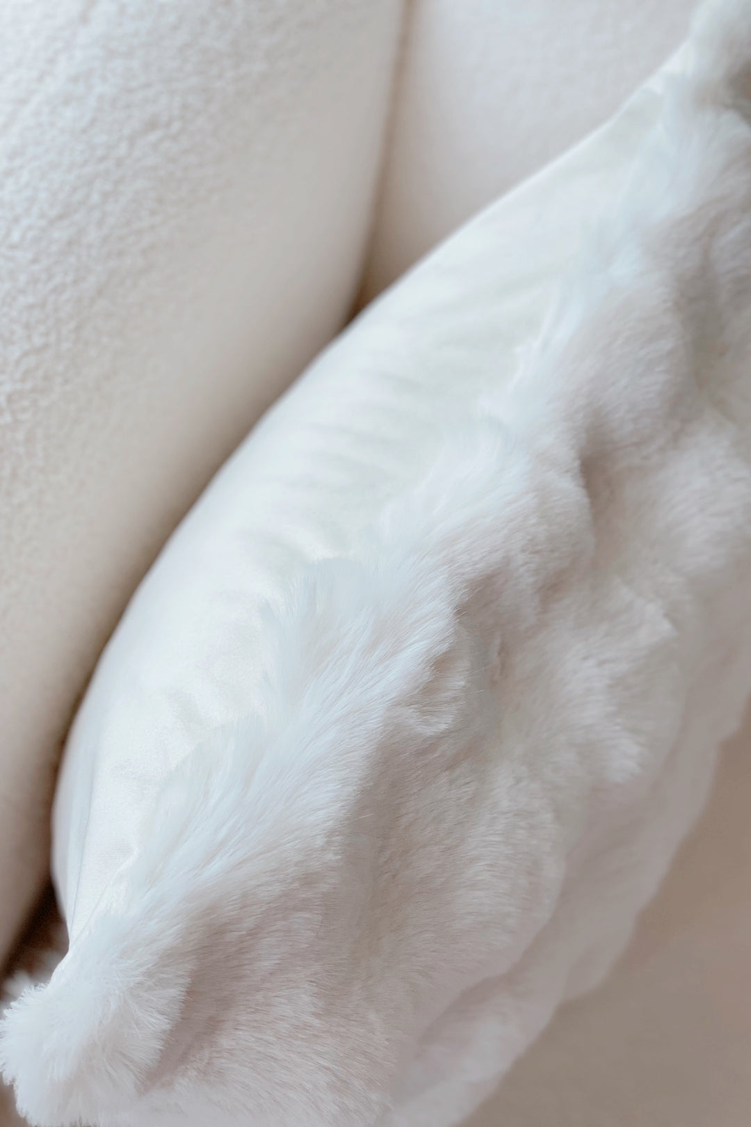Cream White Faux Mink Fur Cushion Cover