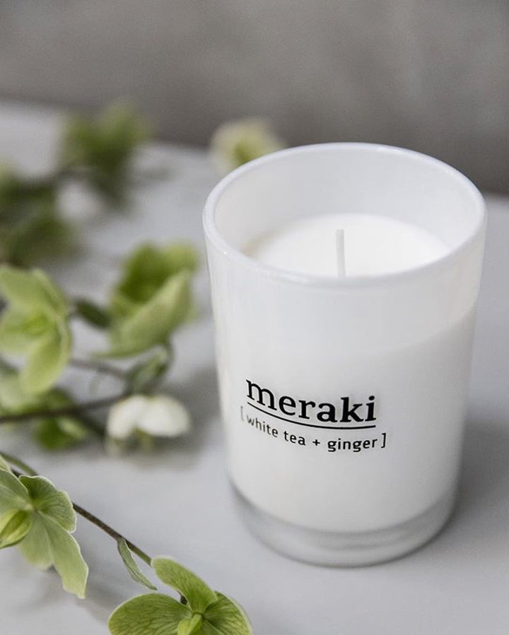 White Tea And Ginger Scented Candle, Lifestyle, Meraki - 3LittlePicks