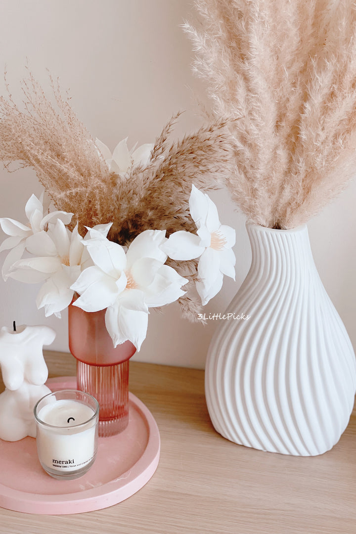 Elegant Slim Neck White Fluted Vase