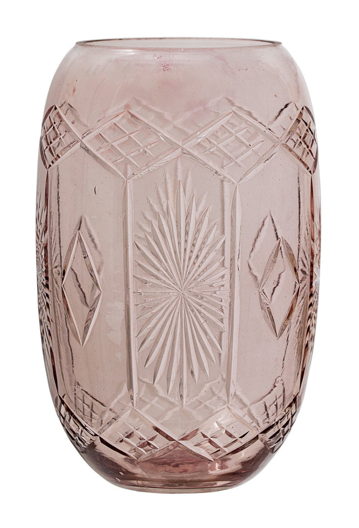 Rose Etched Glass Vase, Vase, Bloomingville - 3LittlePicks