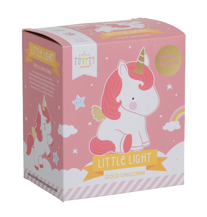 Little Golden Horn Unicorn Light, Lighting, A Little Lovely Company - 3LittlePicks