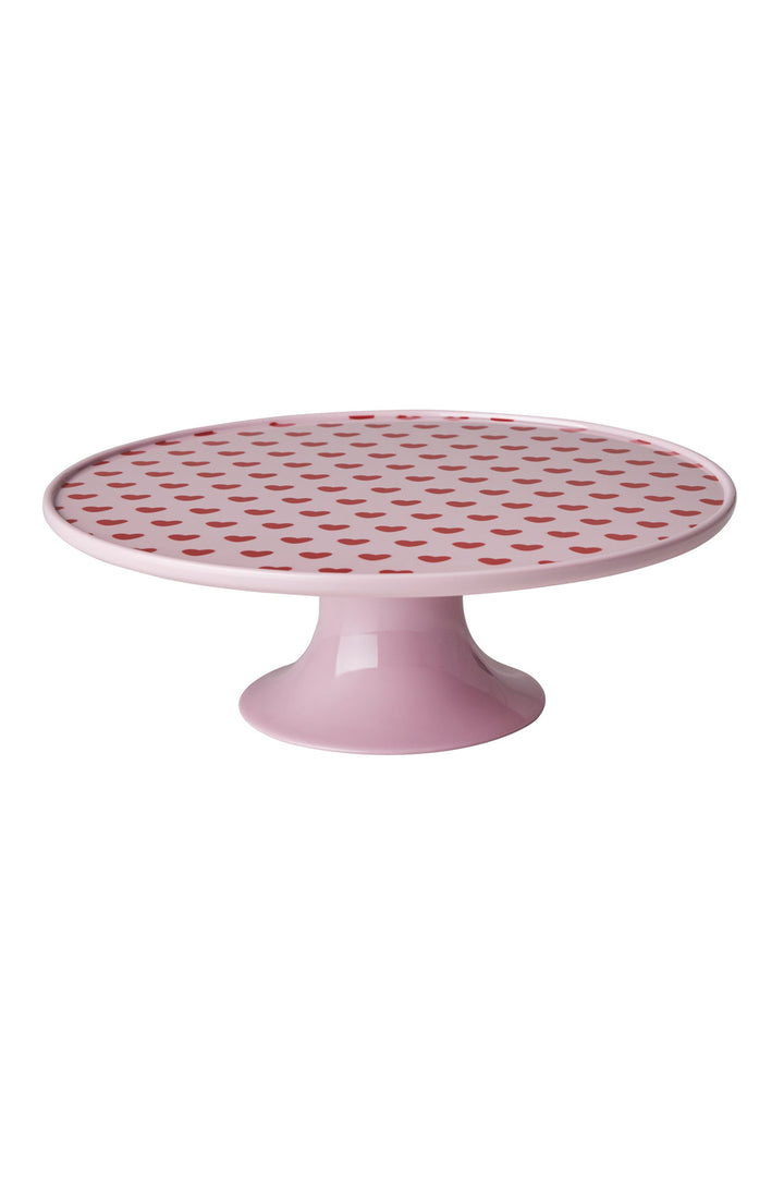 Soft Pink Melamine Cake Stand with Hearts Print