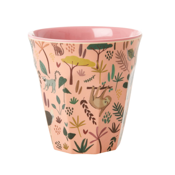 Jungle Animals All Over Medium Kids Cup Pastel Coral