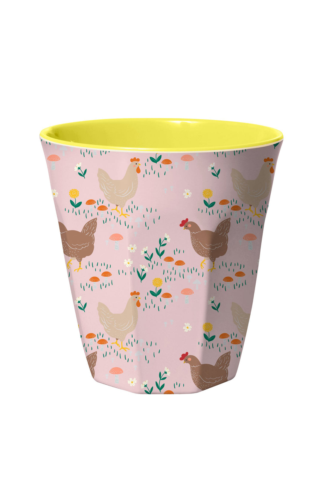 Hen Print Two Tone Medium Melamine Cup