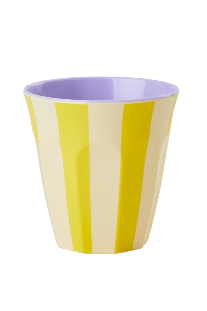 Yellow Stripes Two Tone Medium Melamine Cup