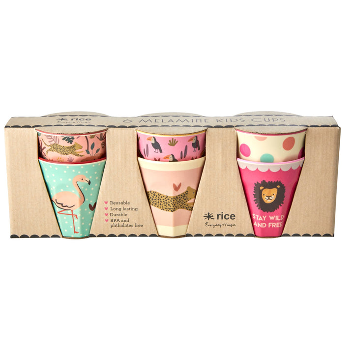 Jungle Print Melamine Kids Cups Pink