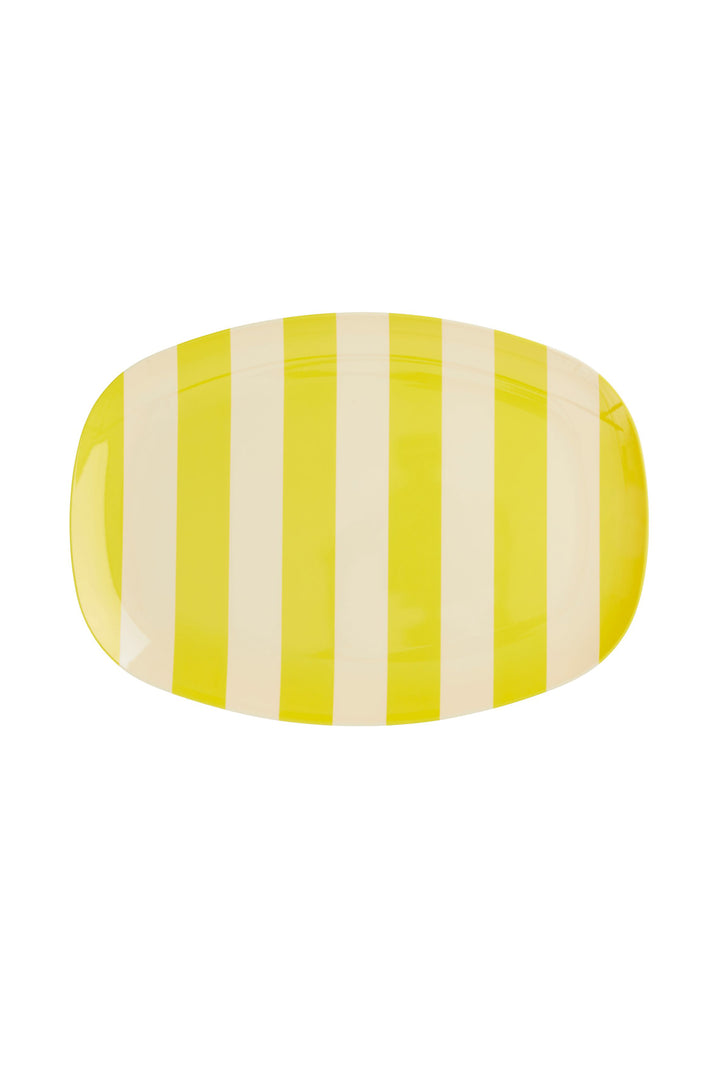 Yellow Stripes Rectangular Melamine Plate