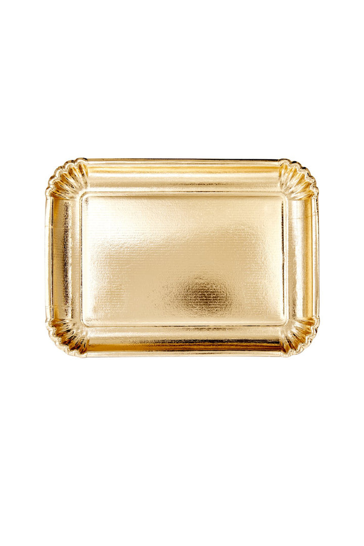 Golden Rectangular Cardboard Large Serving Plate