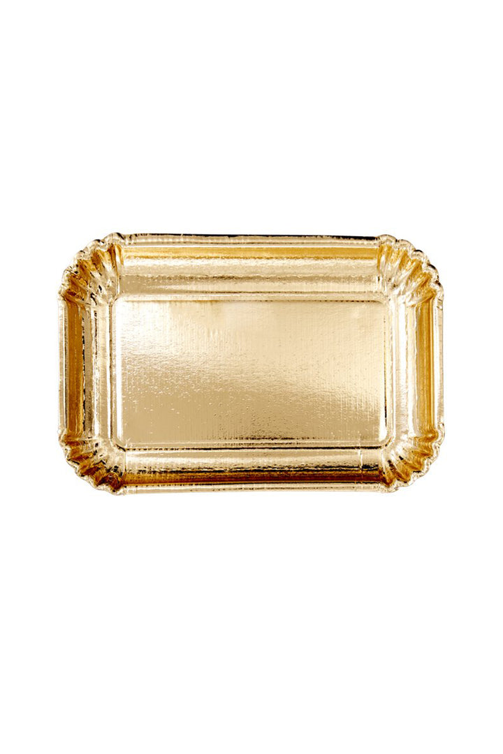 Golden Rectangular Cardboard Small Serving Plate