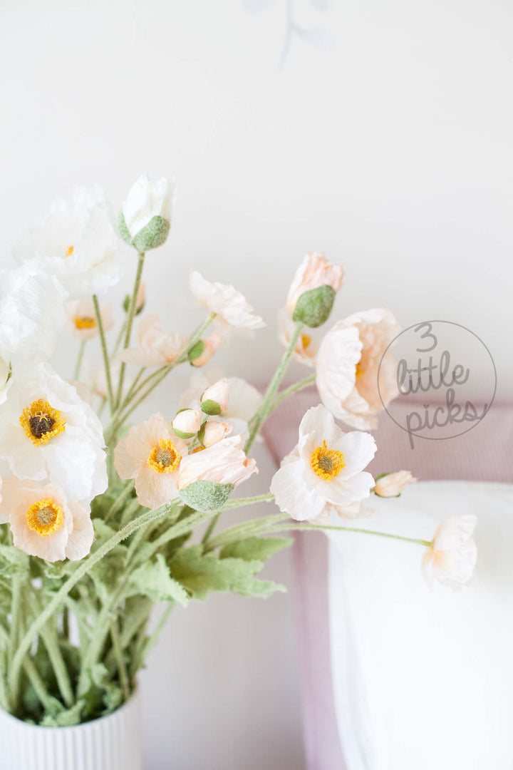 Coral and White Poppy, Decor, 3littlepicks - 3LittlePicks