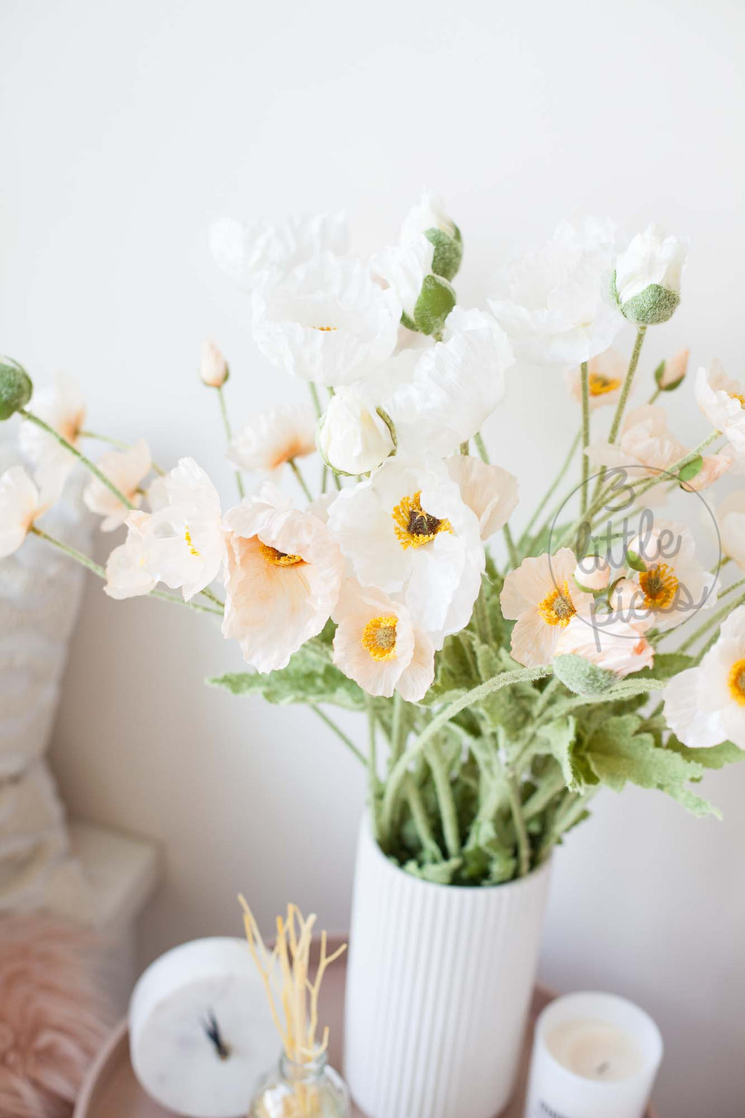 Coral and White Poppy, Decor, 3littlepicks - 3LittlePicks