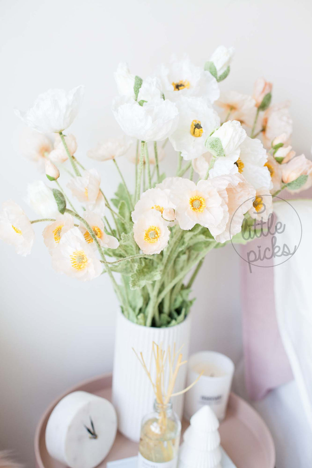Coral and White Poppy, Decor, 3littlepicks - 3LittlePicks
