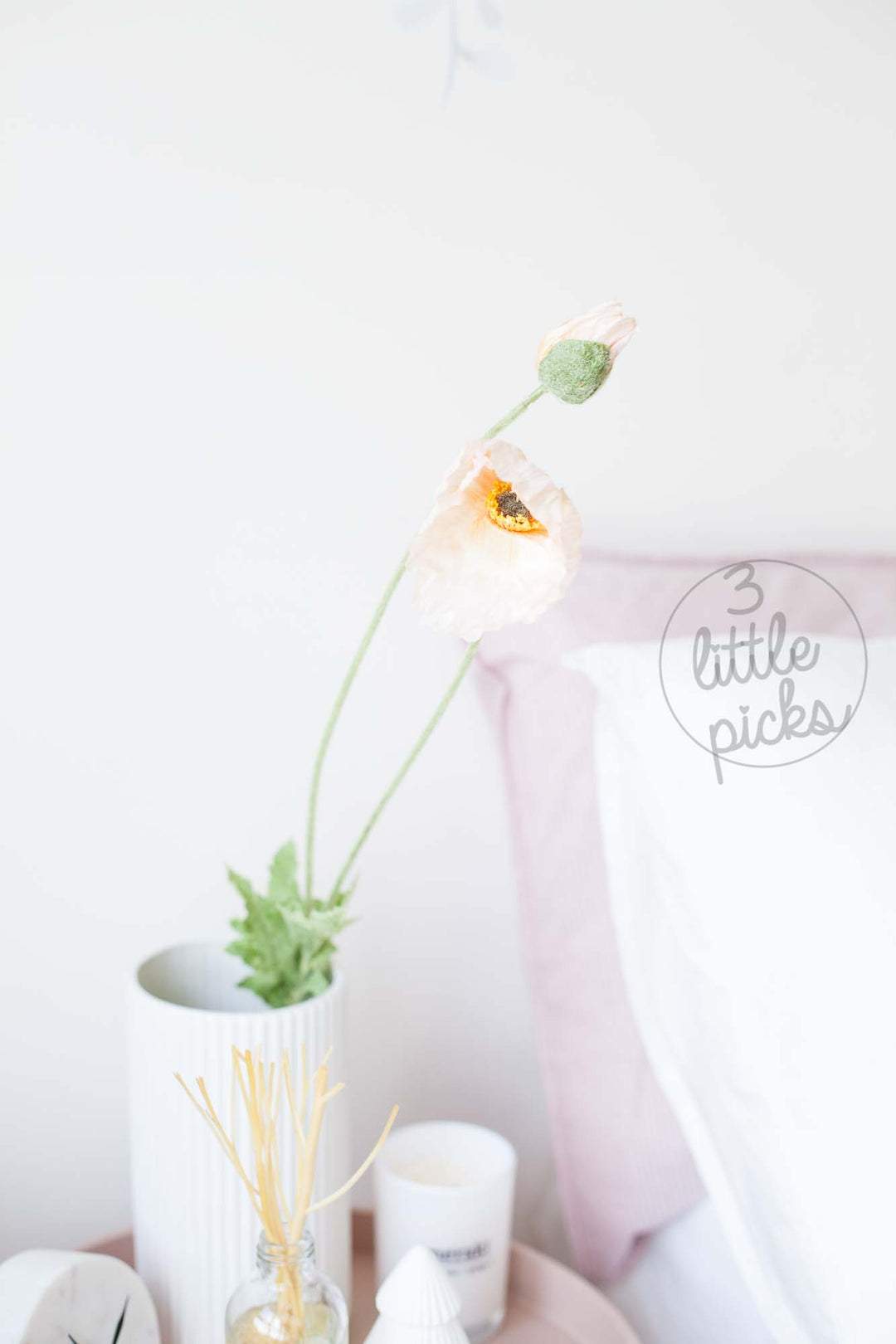 Coral and White Poppy, Decor, 3littlepicks - 3LittlePicks