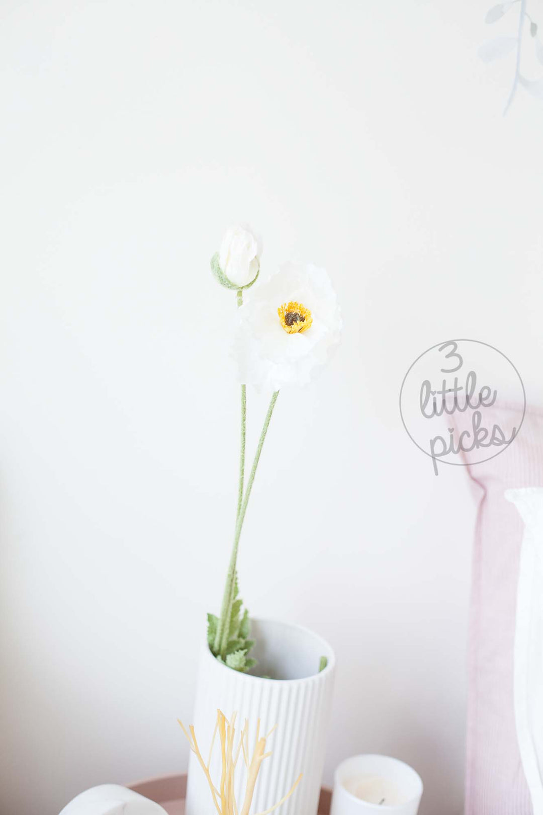 Coral and White Poppy, Decor, 3littlepicks - 3LittlePicks