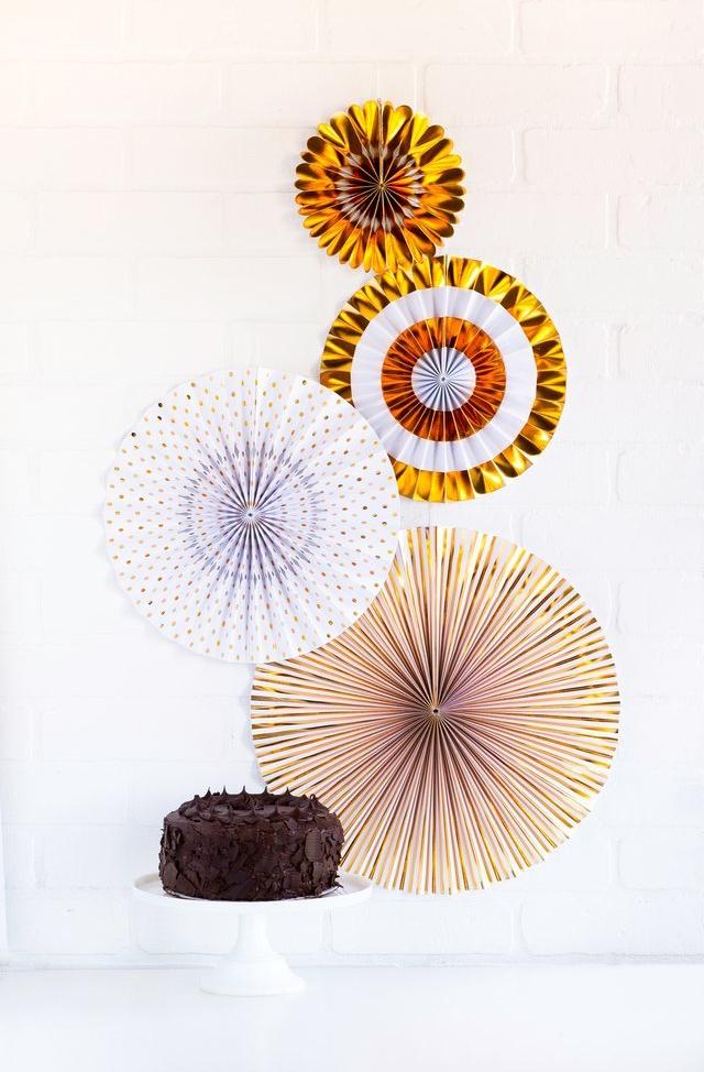 Golden Chic Party Fans, Partyware, My Mind's Eye - 3LittlePicks