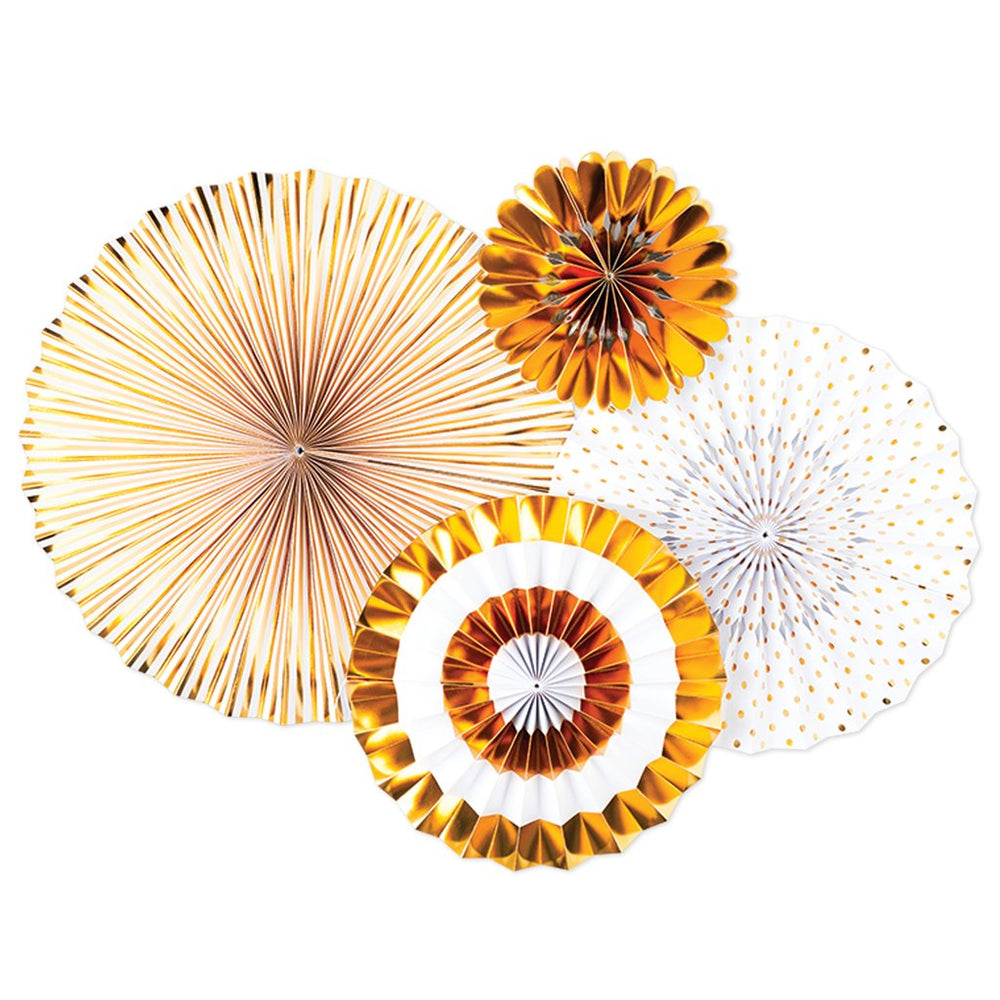 Golden Chic Party Fans, Partyware, My Mind's Eye - 3LittlePicks