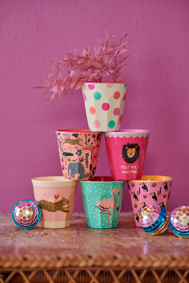 Jungle Print Melamine Kids Cups Pink